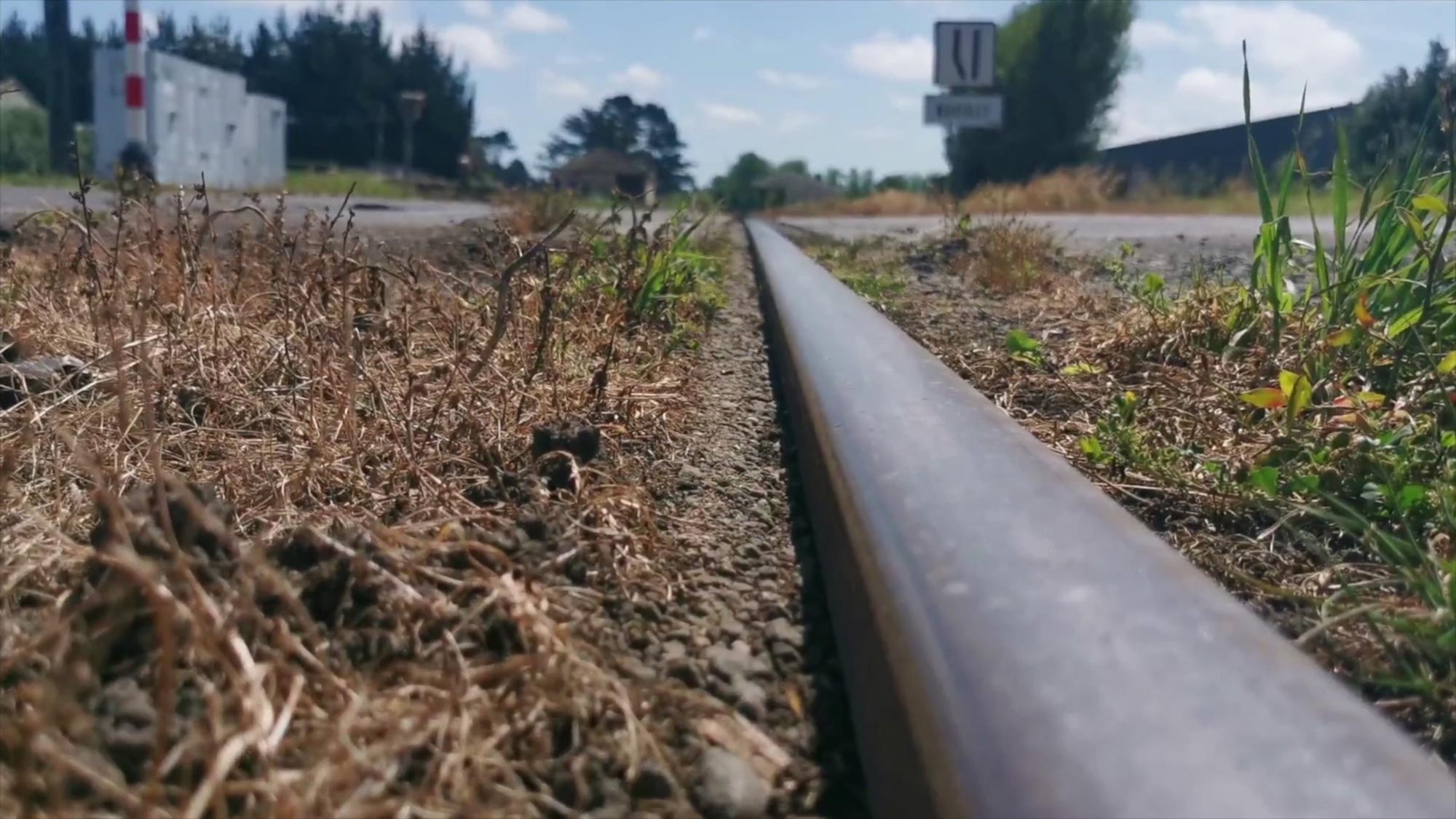 Low angle photo of a railway track.