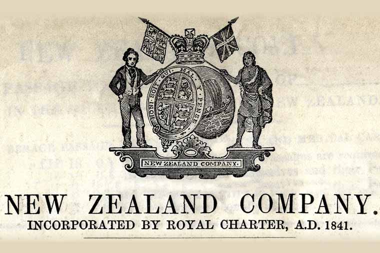 New Zealand Company logo on newspaper.