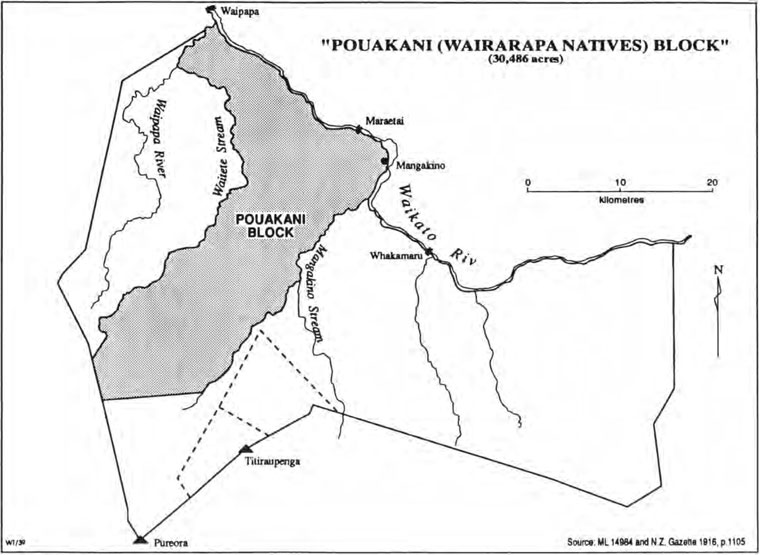 Map titled 'Pouakani (Wairarapa Natives) Block'.