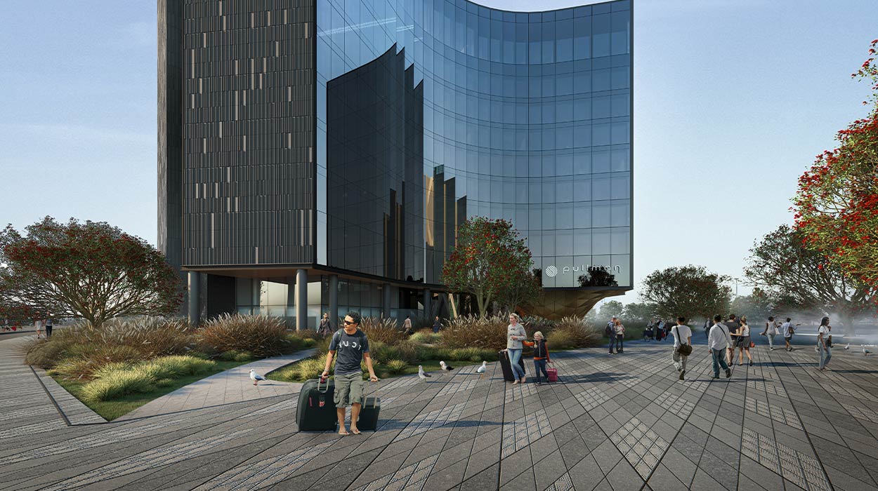 An architect’s impression of a hotel.